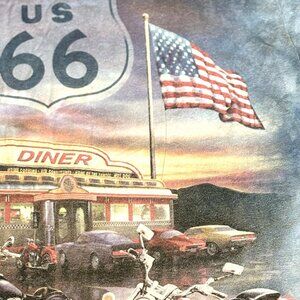 The Mountain T-Shirt - Route 66 - American Flag, Diner, Motorcycles - Size M